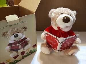 Homespun Sun N Light Story Time Teddy Bear Christmas Brown 9" DOES NOT PLAY